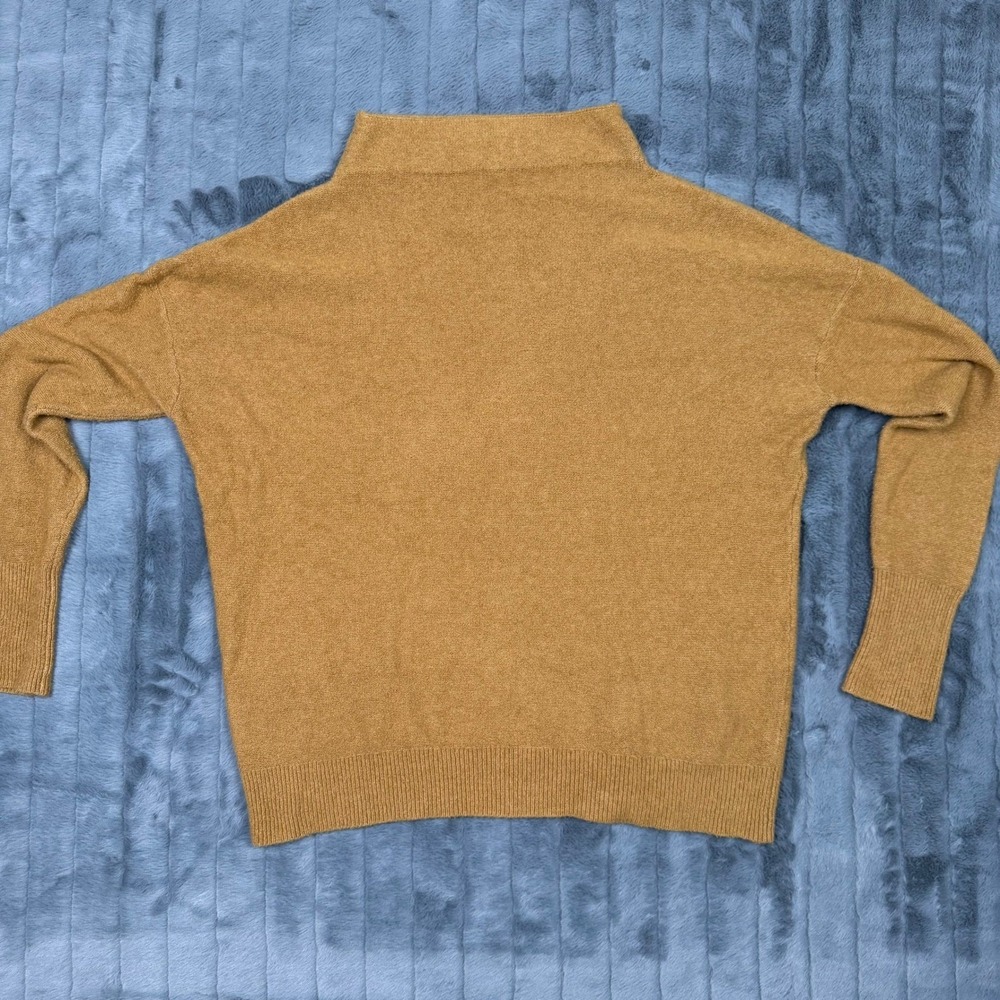 Ann Taylor Womens Mustard Yellow Mock Neck Drop Shoulder Knit Sweater Size M